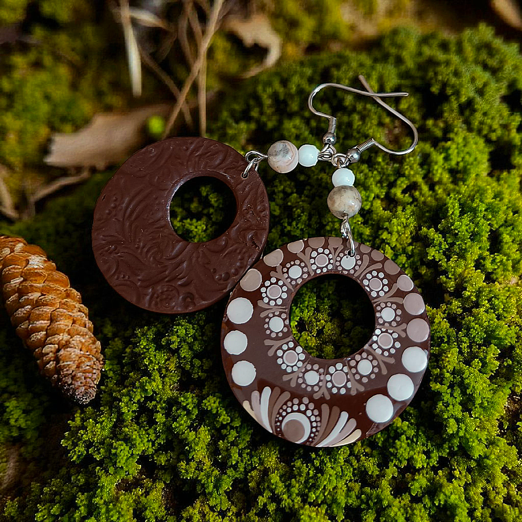 Mandalové náušnice - Zemité sny 38mm – Obrázok 2